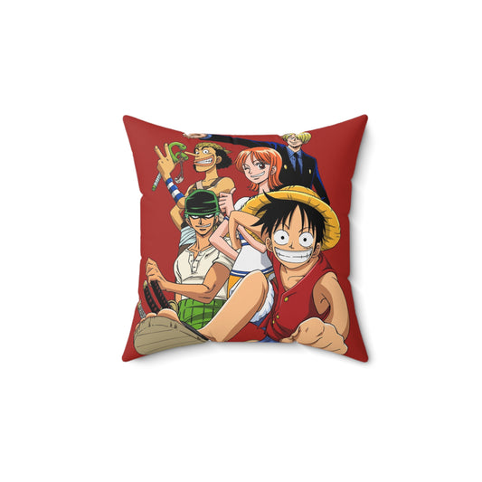 Red One Piece Crew - Anime Spun Polyester Square Pillow