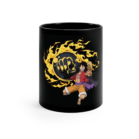 One Piece - Luffy’s Red Roc - Anime Black Coffee Mug, 11oz